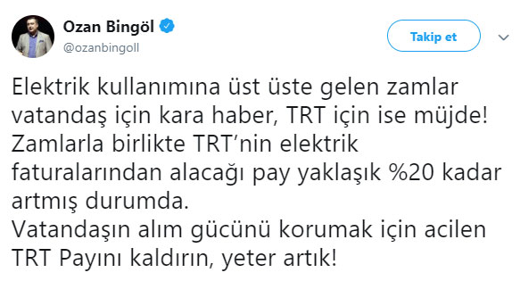 TRT ELEKTRİK PAYI