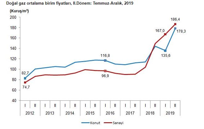 doğalgaz fiyat değişimi tüik 2020