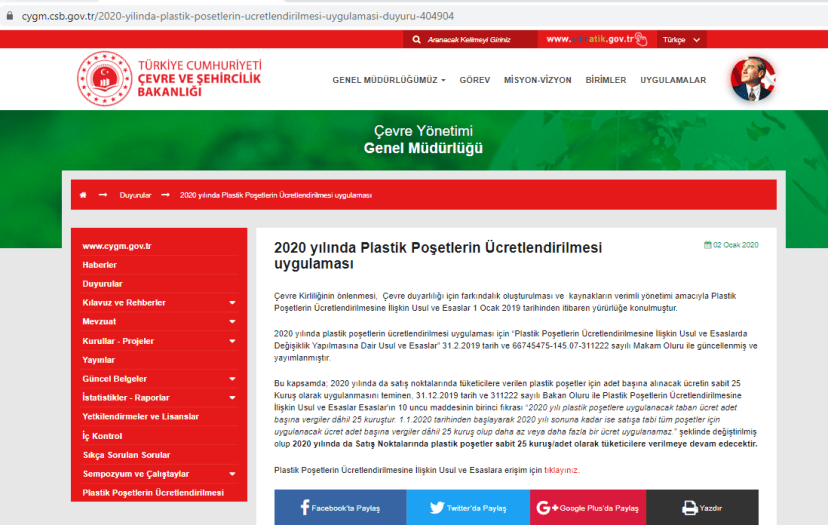 poşet 2020 yılında da 25 kuruş olarak uygulanmaya devam edecek bakanlık duyurusu.PNG