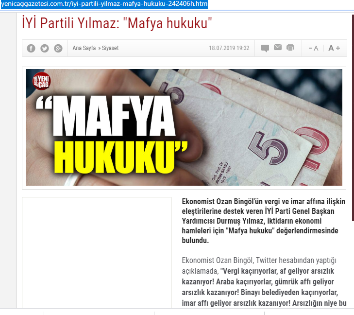 İYİ PARtili durmuş yılmaz ozan bingöl mafya hukuku vergi afları arsızlık kazanır