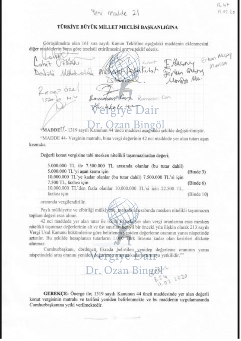 değerli konut vergisi değişiklik önergesi vergiyedair com 1