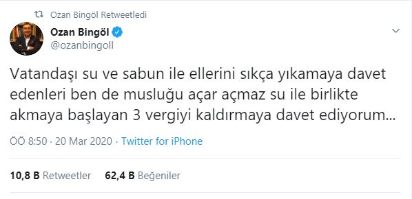 koronavirüs sabun su musluğu açınca vergi akıyor ozanbingöl vergiyedair twit